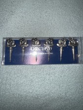 Vintage Orchid Set of Six Cheese Board Markers Silver Plated CheeseMiceSpikes H3