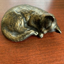 Cold Cast Bronze Sleeping Cat Sculpture