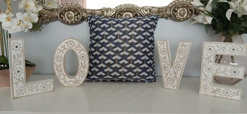 Cushion cover aztec - navy, self