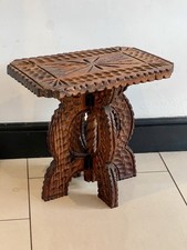 Vintage Brutalist Coffee Table Carved Wood Mid Century