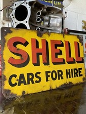 Rare Shell Enamel Sign Double