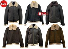 Men's B3 Air force Real Shearling Sheepskin Leather Jacket Aviator Pilot Reagan