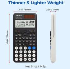 OSALO Scientific Calculator – 417 Functions, Dual Power, 10+2 Digits, Black