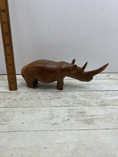 Wooden Hand Carved Rhino