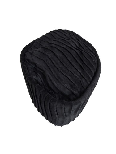 Black pleated ribbed cap - black,