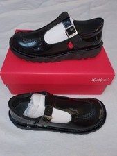 Brand New Kickers ‘Kick’ T-Bar Patent Leather Girls School Shoes UK2 / EU34