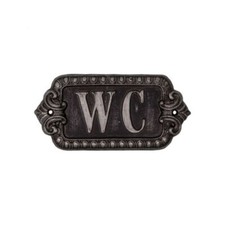 Metal WC Plaque Bathroom Toilet Cloakroom Sign Black Silver Grey