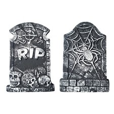 Set of 2 Foam Scary Halloween Horror Tombstone / Gravestone Decoration Props