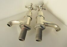 Large Antique Nickel Taps Bath Porcelain Caps Victorian Old Chromed Brass Faucet