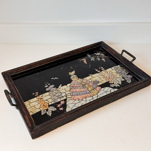 Vintage wooden serving - wooden, tray