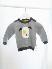 BNWT Nutmeg Baby Boy 6-9 Months Grey Knit Dog Jumper Top Clothes Long Sleeve