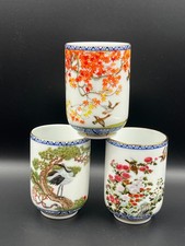3 Porcelain Teacups,Birds & Flowers of the Orient, by Franklin Mint.