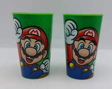 2x 2017 Nintendo Mario Brothers Green Plastic Beakers / Cups Mario Luigi Toad
