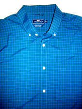 Vineyard Vines Long Sleeved Stretch Shirt in Blue / Green Tartan Checks Size XXL