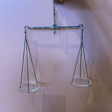 Vintage Metal & Glass Chemist/Jewellers Balance Scales in Lined Wooden Box