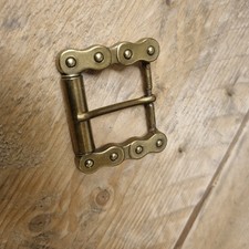 Rustic Motorcycle Biker Chain Brass Tone Roller Belt Buckle