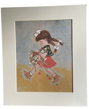 Charming Vintage Girl & Cat