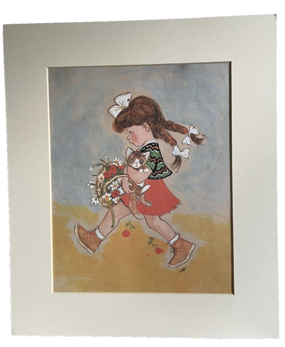 Charming vintage girl cat - girl,