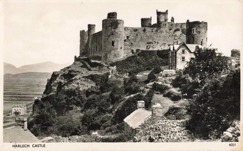 Harlech castle old real photo - castle,,
