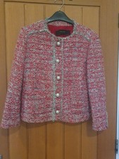 Zara Red Boucle Tweed Boxy