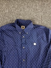Pretty Green Shirt Men Medium Blue Polka Dot