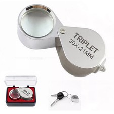Jewelers Eye Loupe Pocket Magnifier Magnifying Glass Jewelry Diamond 30x21mm UK