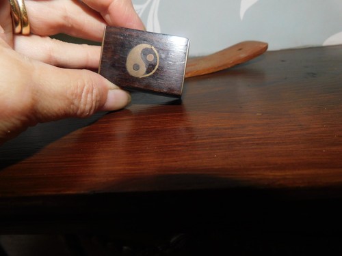 Wood and brass joss stick - wood,
