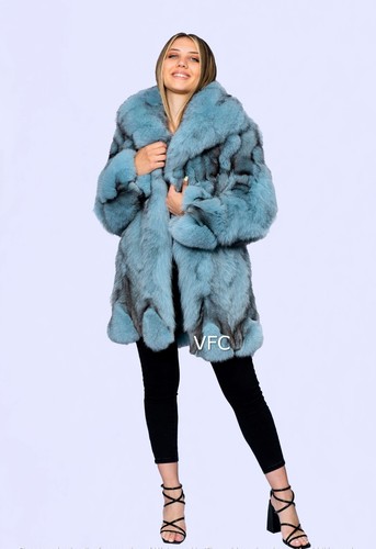 Light turquoise fox fur coat - fox,