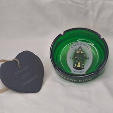 Vintage GREENE KING Glass Ashtray / Snack Bowl * Man Cave / Home Bar * EXC