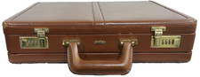 ANTLER Beautiful Vintage Brown Leather Briefcase w Combination Lock