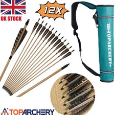 12PCS Archery 32" Wooden Arrows Turkey Feather Traditional Bow Longbow Hunting
