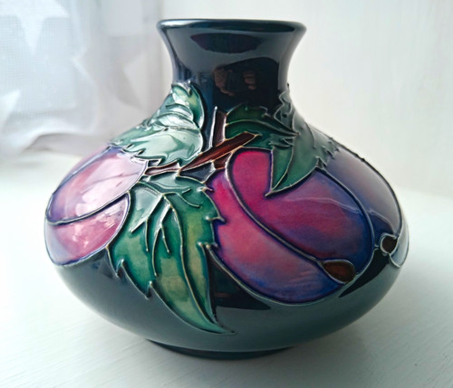 Moorcroft plums vase - plums, 10cm