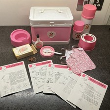 Dolls Vintage Pink Vanity Baby Doll  Care  Box  Case With Accessories 1970s 