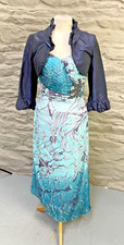Exquisite Linea Raffaelli Turquoise/Purple Silk Dress Suit, Size 10/12. Wedding
