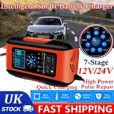 12V 24V Lithium Battery Charger Pulse Repair Car Motorcycle AGM LiFePo4 10A UK