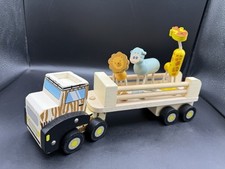 Little Town Aldi Wooden Safari Trailer Vehicle Toy Playset & Animal Figures