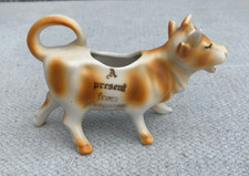 Vintage Lucky White Heather Cow Shaped  Creamer Milk Jug A Present from Skegness