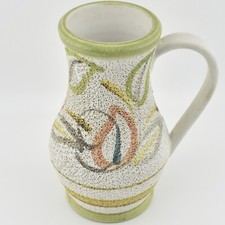 VTG Small Langley Pottery Textured Jug Vase Botanical Leaves 7" 1970s Denby