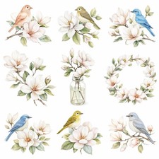 9x Vintage Floral Stickers Rub