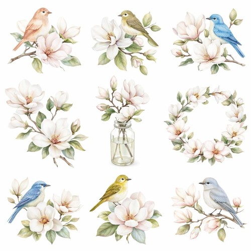 Vintage floral stickers rub - vintage,