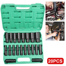 20PCS Deep Impact Socket Set 6 Point Metric 8 - 32mm 1/2 Inch Drive Heavy Duty