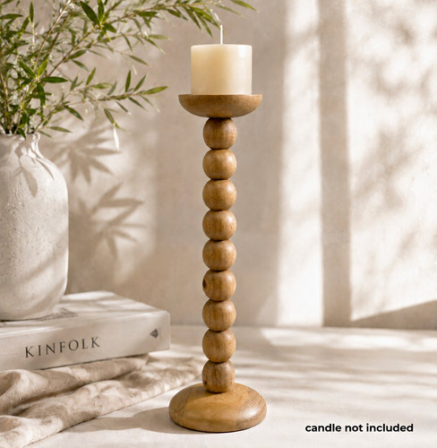 Large brown wooden bobble - brown,