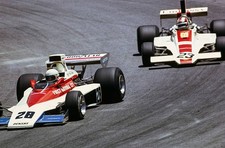 Mark Donohue Penske PC1 Ford leads Rolf Stommelen Hill GH1 Ford So- Old Photo