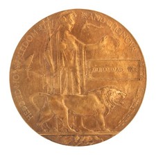 WW1 Memorial Plaque Muhammad Yar Original