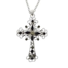 Silver Diamante Stone Cross