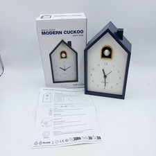 Karlsson Quality Time Modern Cuckoo Alarm Clock Working Dark Blue And White