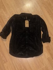 New Lucky Brand Velour Jacket Grey Crinklecut look Womens Sz S Trucker Boyfriend