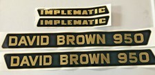 DAVID BROWN TRACTOR 950 IMPLEMATIC BONNET DECAL SET BLACK & GOLD