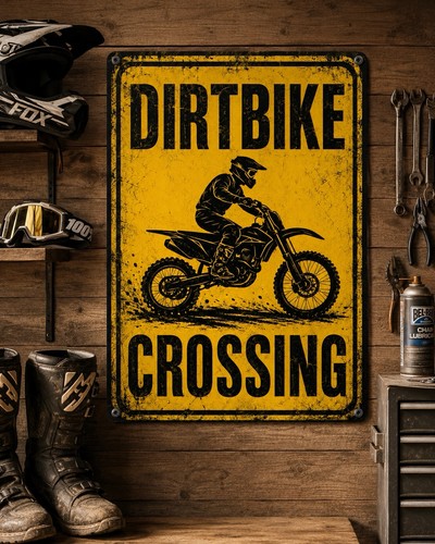 Dirt bike crossing metal - bike, sign