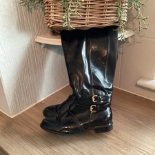 Womens Black Faux Patent black Boots wide leg see description 